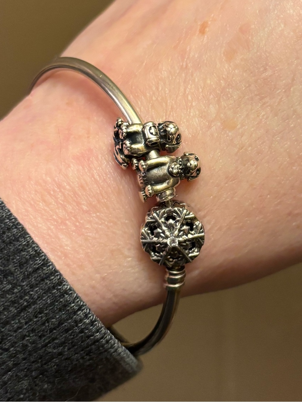 PANDORA Sterling Silver Crystal Charm Bangle - NFS